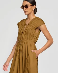 Fashion Apparels Shreya Tie-Front Organic Cotton Dress< Dresses