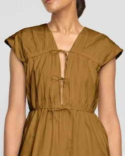 Fashion Apparels Shreya Tie-Front Organic Cotton Dress< Dresses