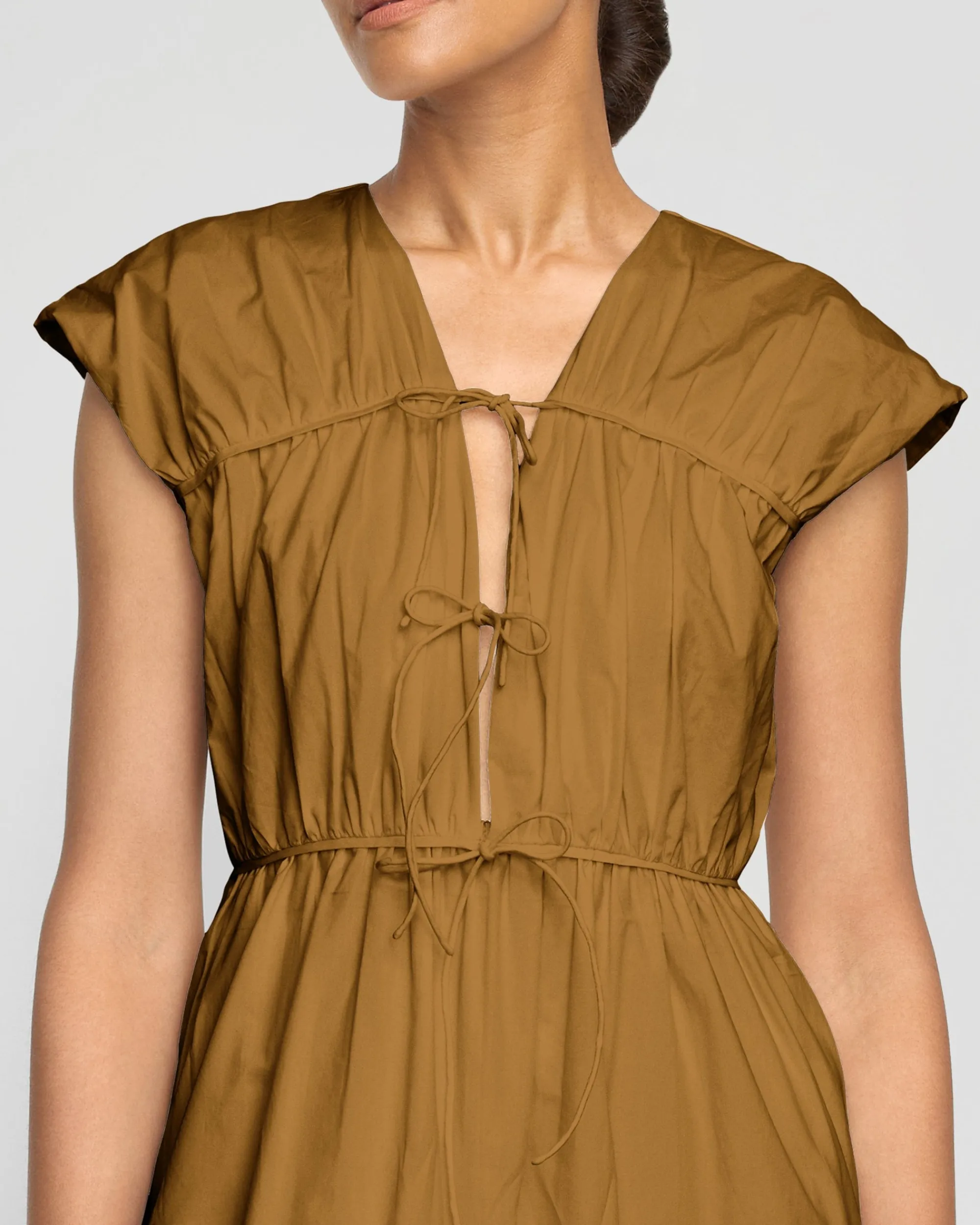 Fashion Apparels Shreya Tie-Front Organic Cotton Dress< Dresses