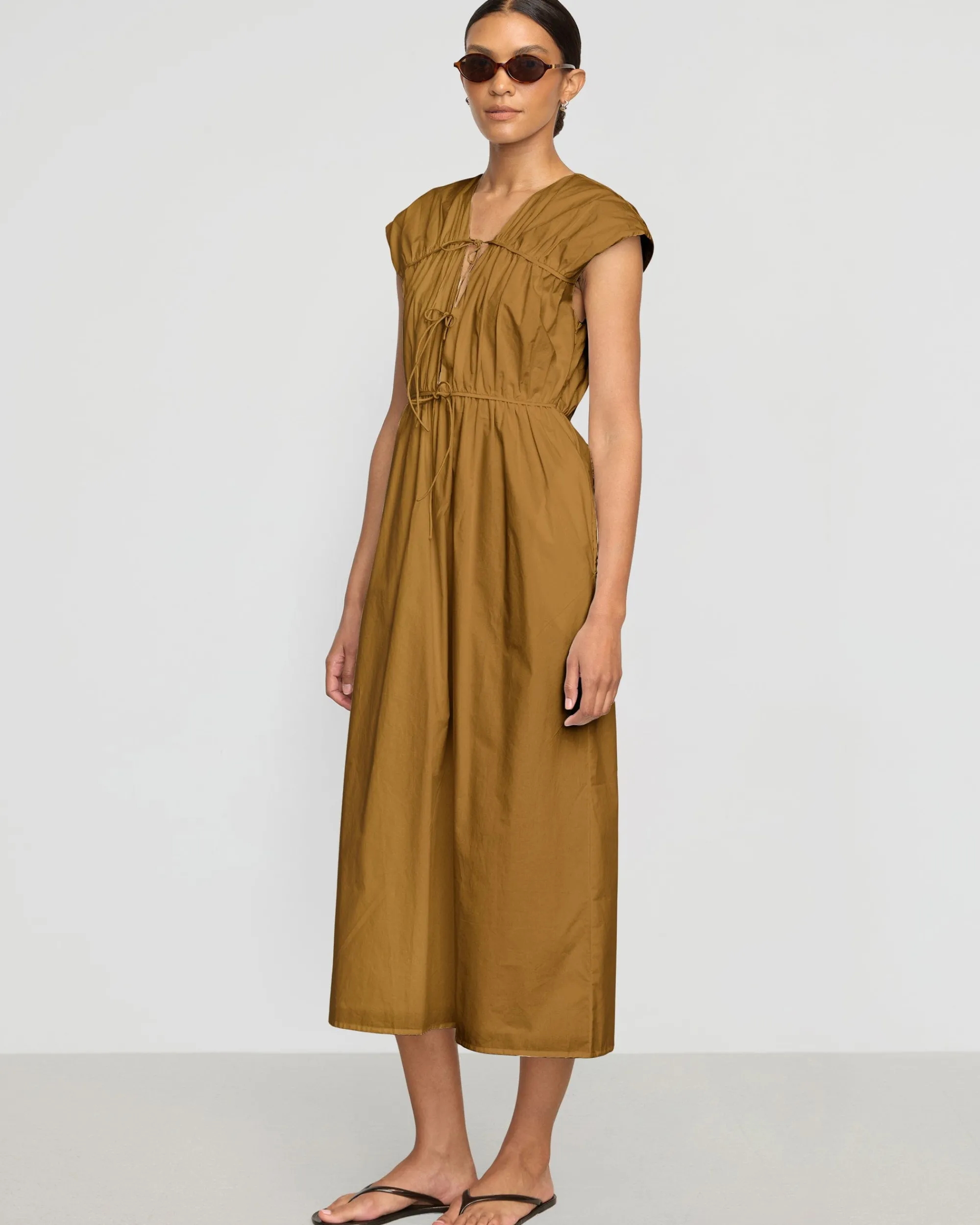 Fashion Apparels Shreya Tie-Front Organic Cotton Dress< Dresses