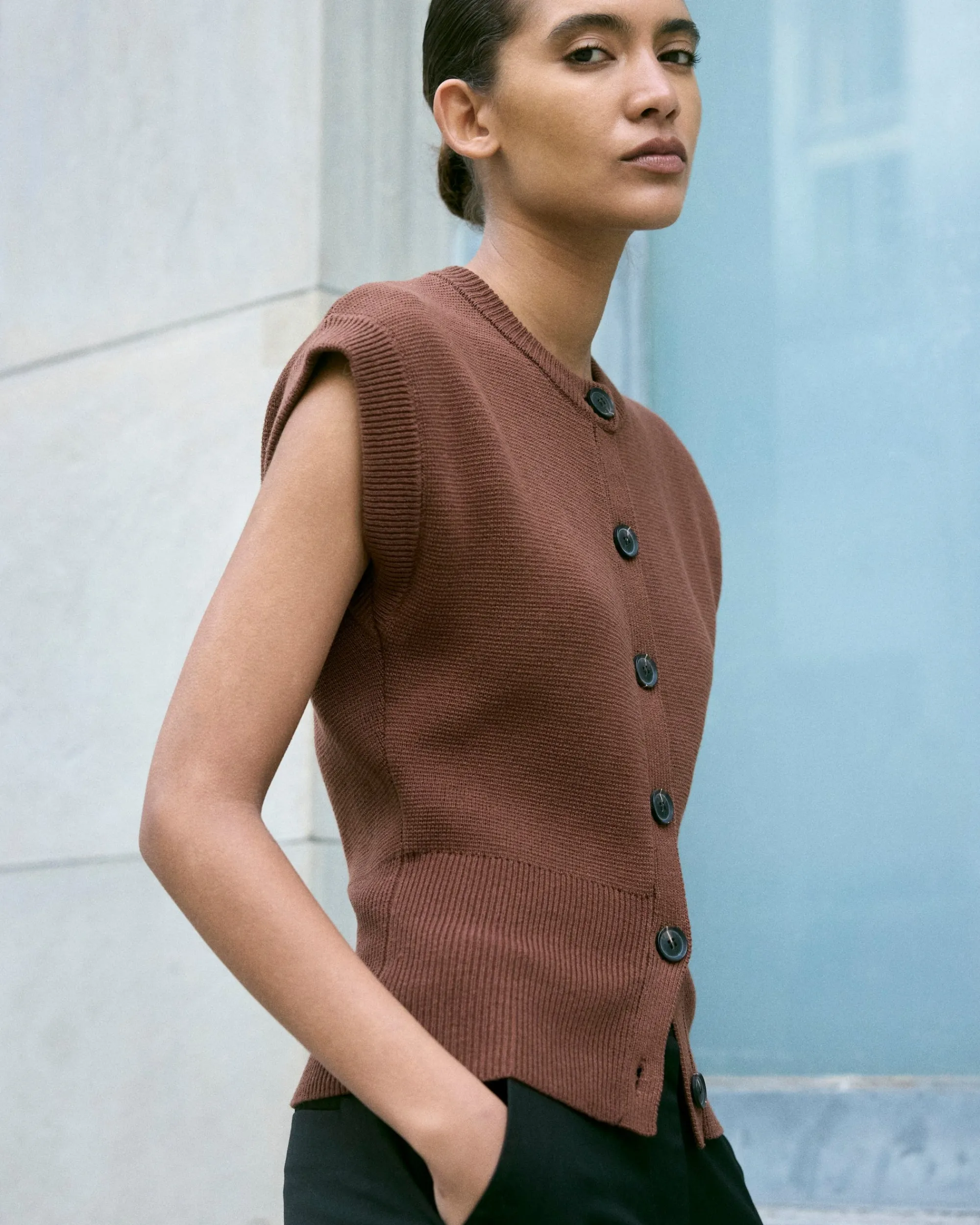 Brilliant Wise Corporation Limited Solea Button Knit Vest< Sweaters|Tops