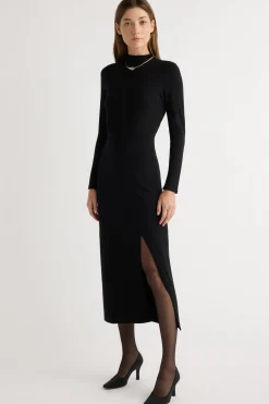 No Less Than Suki Mock-Neck Side-Slit Dress< Dresses