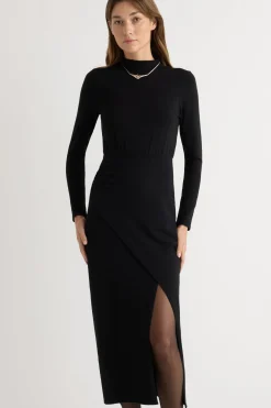 No Less Than Suki Mock-Neck Side-Slit Dress< Dresses