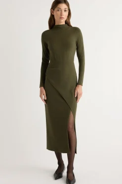 No Less Than Suki Mock-Neck Side-Slit Dress< Dresses