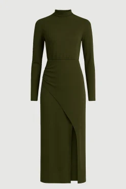 No Less Than Suki Mock-Neck Side-Slit Dress< Dresses