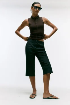 Brilliant Wise Corporation Limited Tammy Cinched-Neck Tencel-Blend Top< Sweaters|Tops