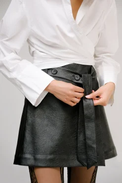 Hua Jia Tanner Vegan Leather Wrap Skirt< Skirts