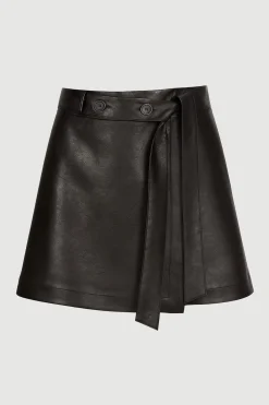 Hua Jia Tanner Vegan Leather Wrap Skirt< Skirts