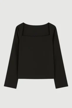 Hua Jia Tatiana Wide-Neck Flare-Sleeve Blouse< Tops