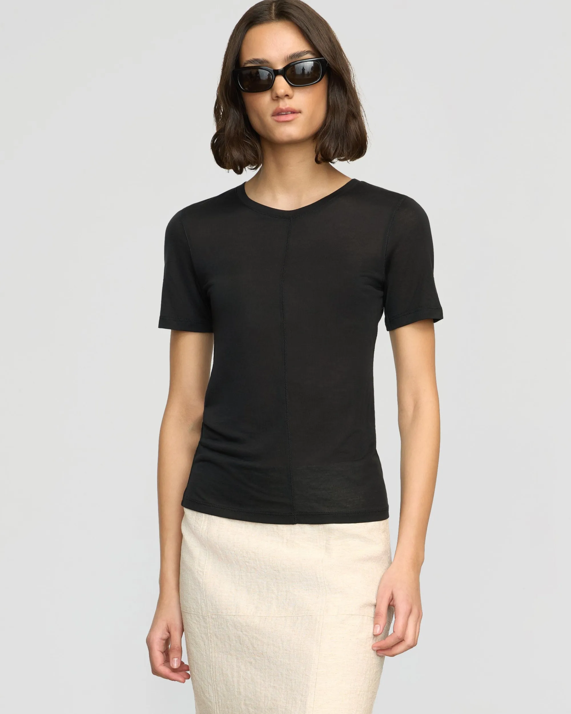 Asia Consultancy Co., Ltd Thea Semi-Sheer Tencel Crew-Neck Tee< Tees|Tops