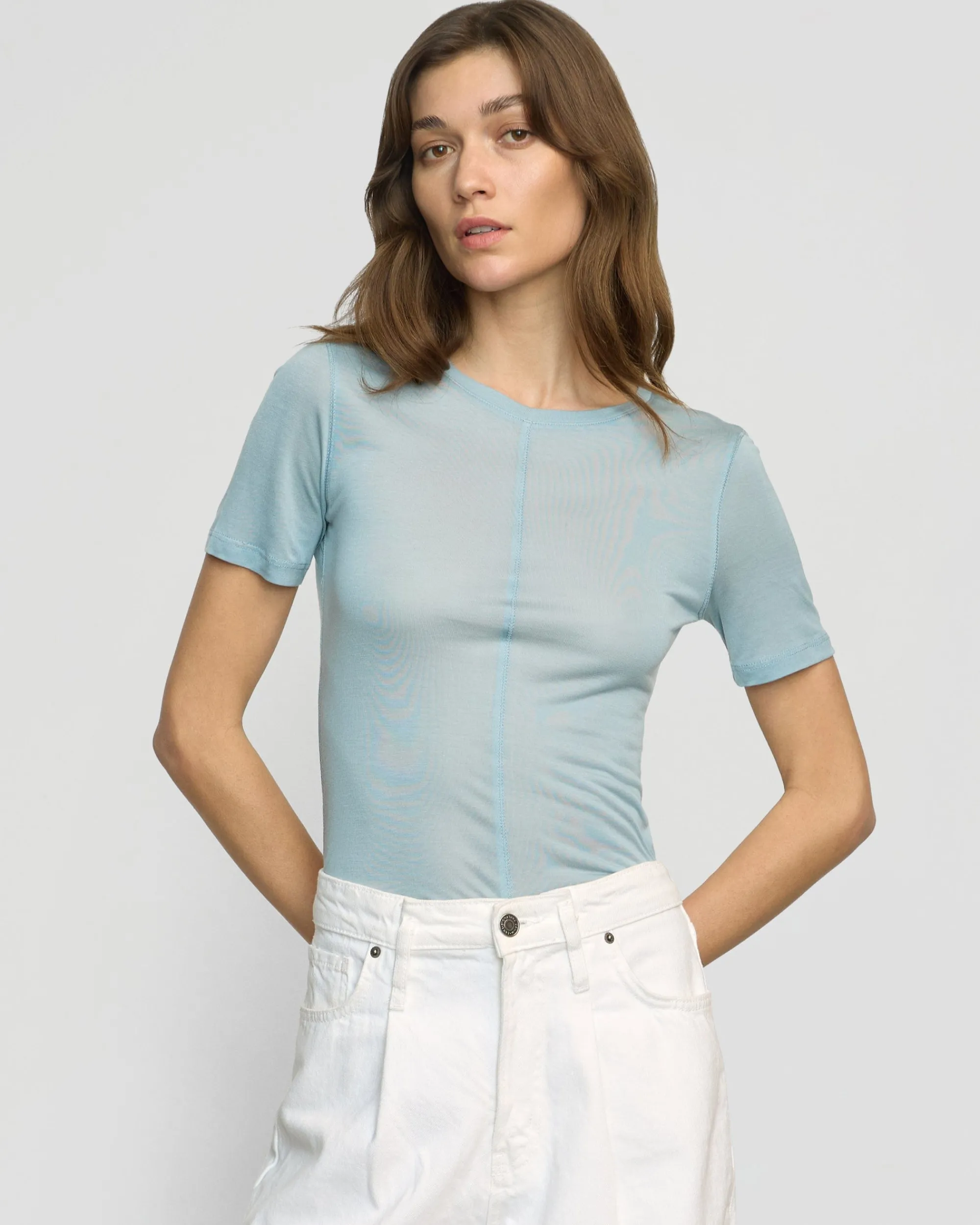 Asia Consultancy Co., Ltd Thea Semi-Sheer Tencel Crew-Neck Tee< Tees|Tops