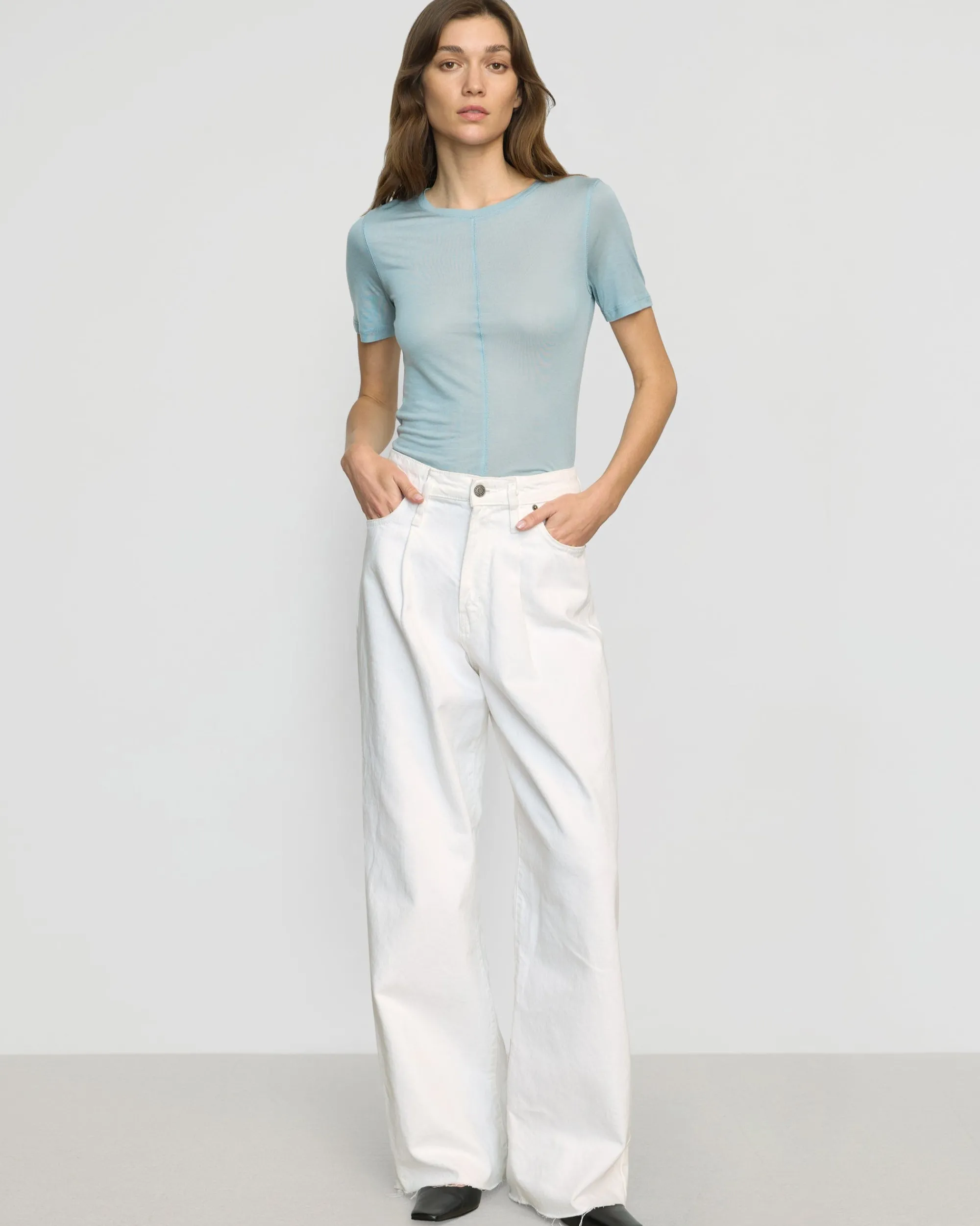 Asia Consultancy Co., Ltd Thea Semi-Sheer Tencel Crew-Neck Tee< Tees|Tops