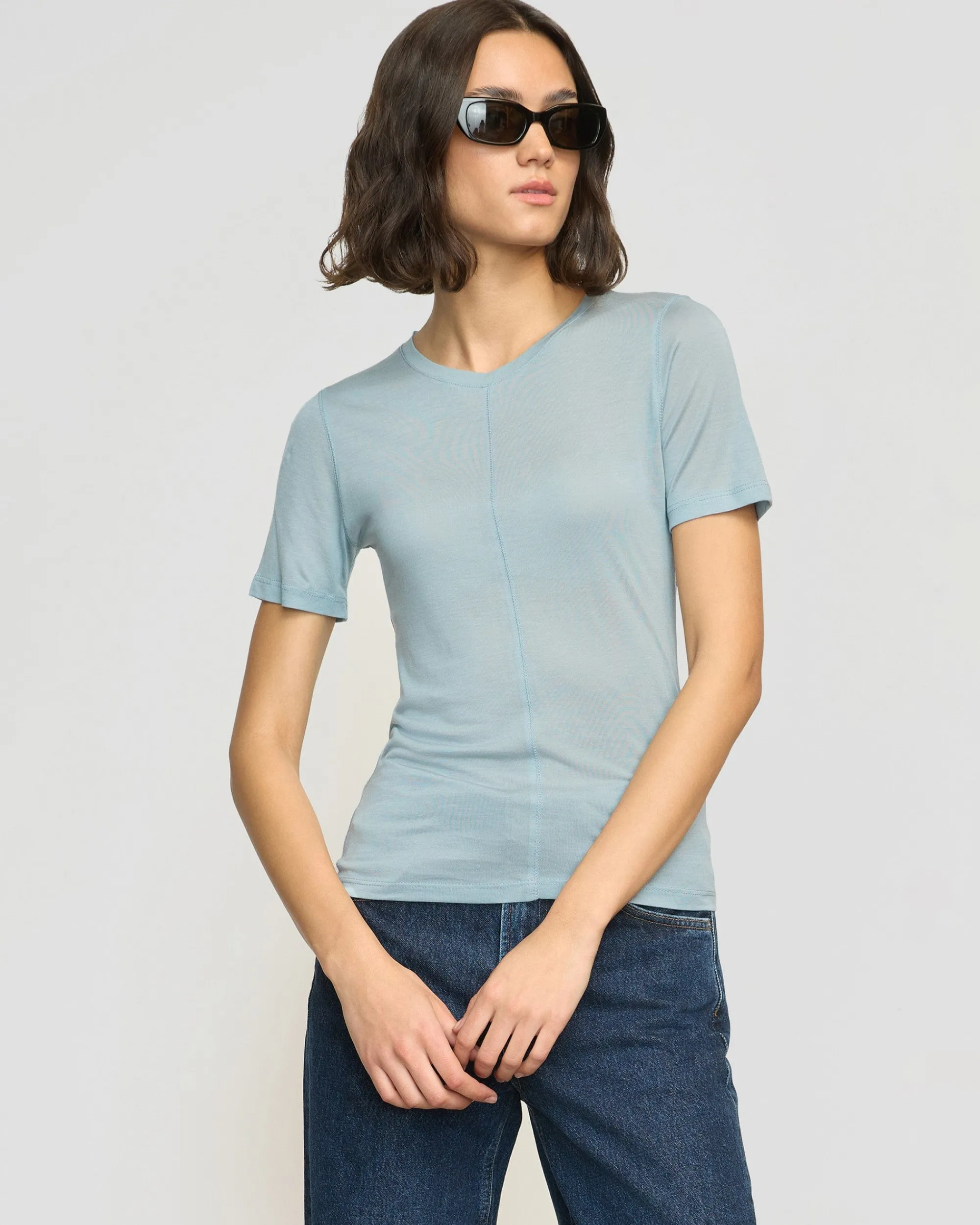 Asia Consultancy Co., Ltd Thea Semi-Sheer Tencel Crew-Neck Tee< Tees|Tops