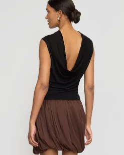 Brilliant Wise Corporation Limited Vallo Semi-Sheer Cowl-Back Knit Blouse< Sweaters|Tops