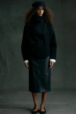 Hua Jia Vashti Wool-Blend Collared Peacoat< Outerwear