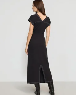 Asia Consultancy Co., Ltd Vela Contrast-Stitch Ruched-Waist Dress< Dresses