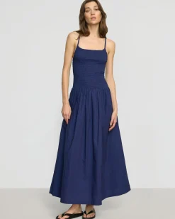 Fashion Apparels Venus Smocked Organic Cotton Midi Dress< Dresses