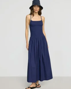 Fashion Apparels Venus Smocked Organic Cotton Midi Dress< Dresses