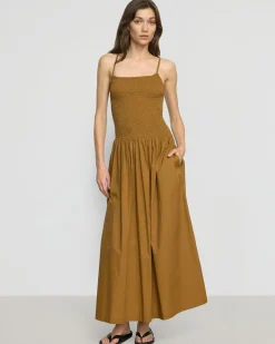 Fashion Apparels Venus Smocked Organic Cotton Midi Dress< Dresses
