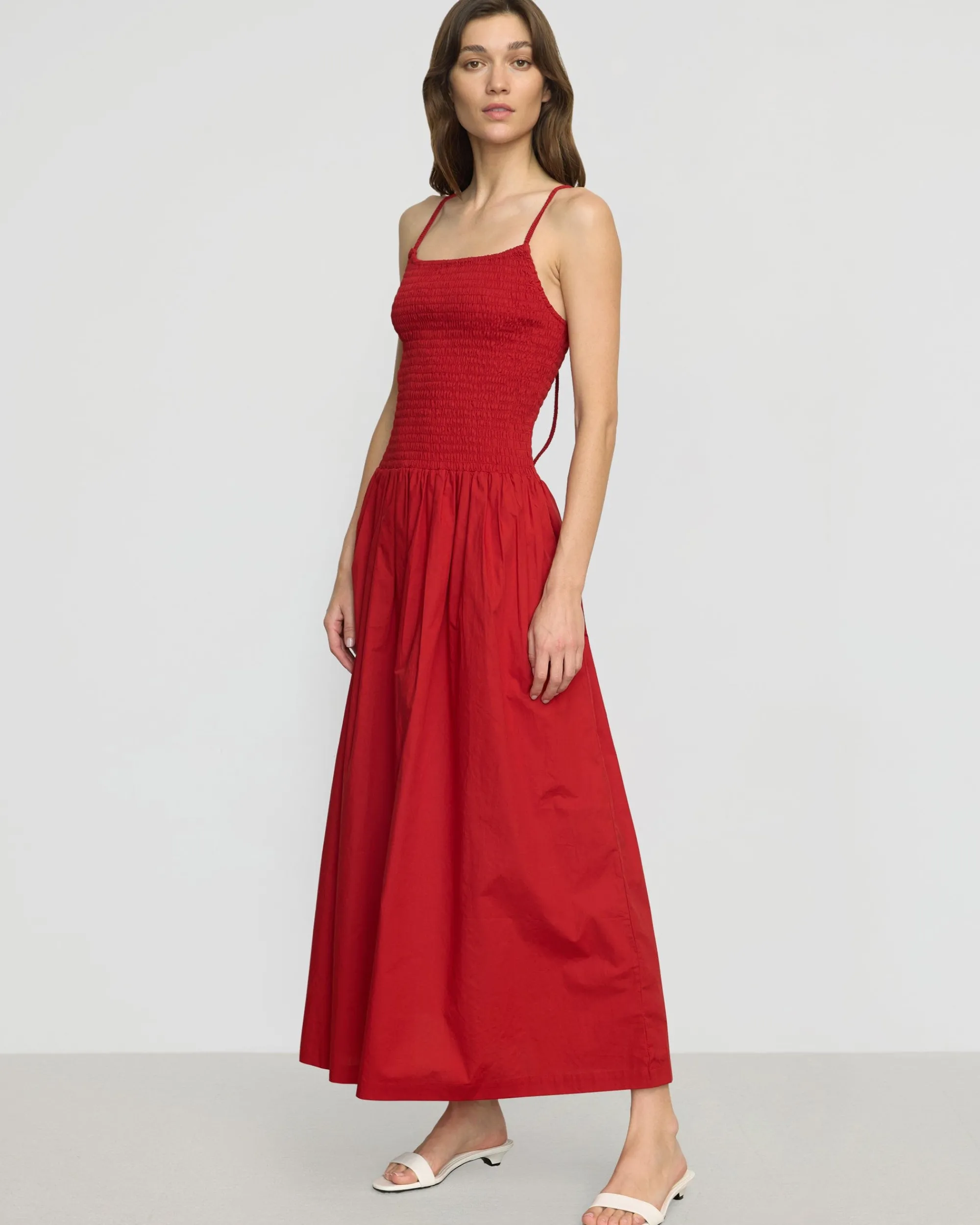 Fashion Apparels Venus Smocked Organic Cotton Midi Dress< Dresses