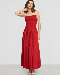 Fashion Apparels Venus Smocked Organic Cotton Midi Dress< Dresses