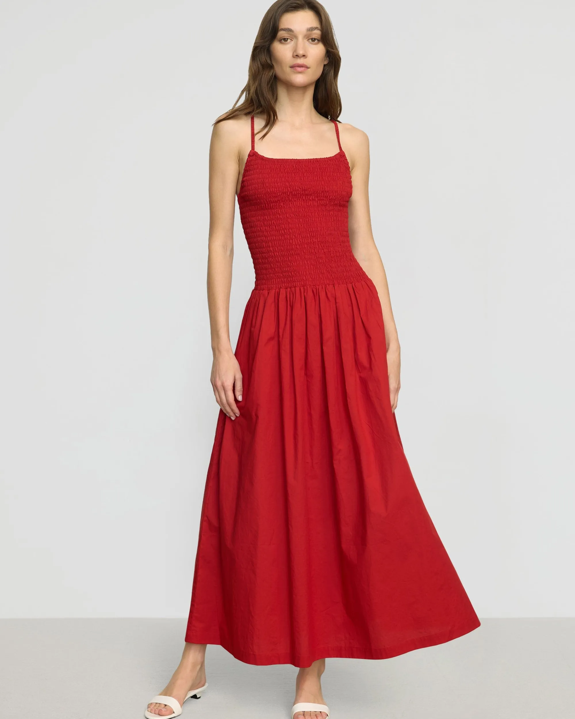 Fashion Apparels Venus Smocked Organic Cotton Midi Dress< Dresses