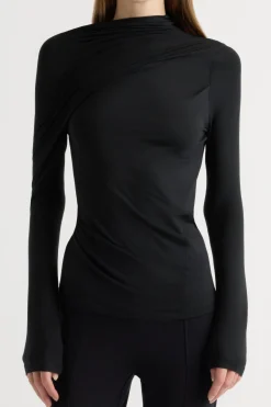 Asia Consultancy Co., Ltd Veronica Asymmetric-Ruched Long-Sleeve Tee< Tees|Tops