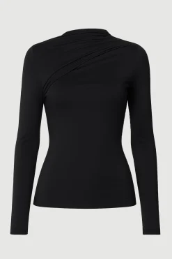 Asia Consultancy Co., Ltd Veronica Asymmetric-Ruched Long-Sleeve Tee< Tees|Tops