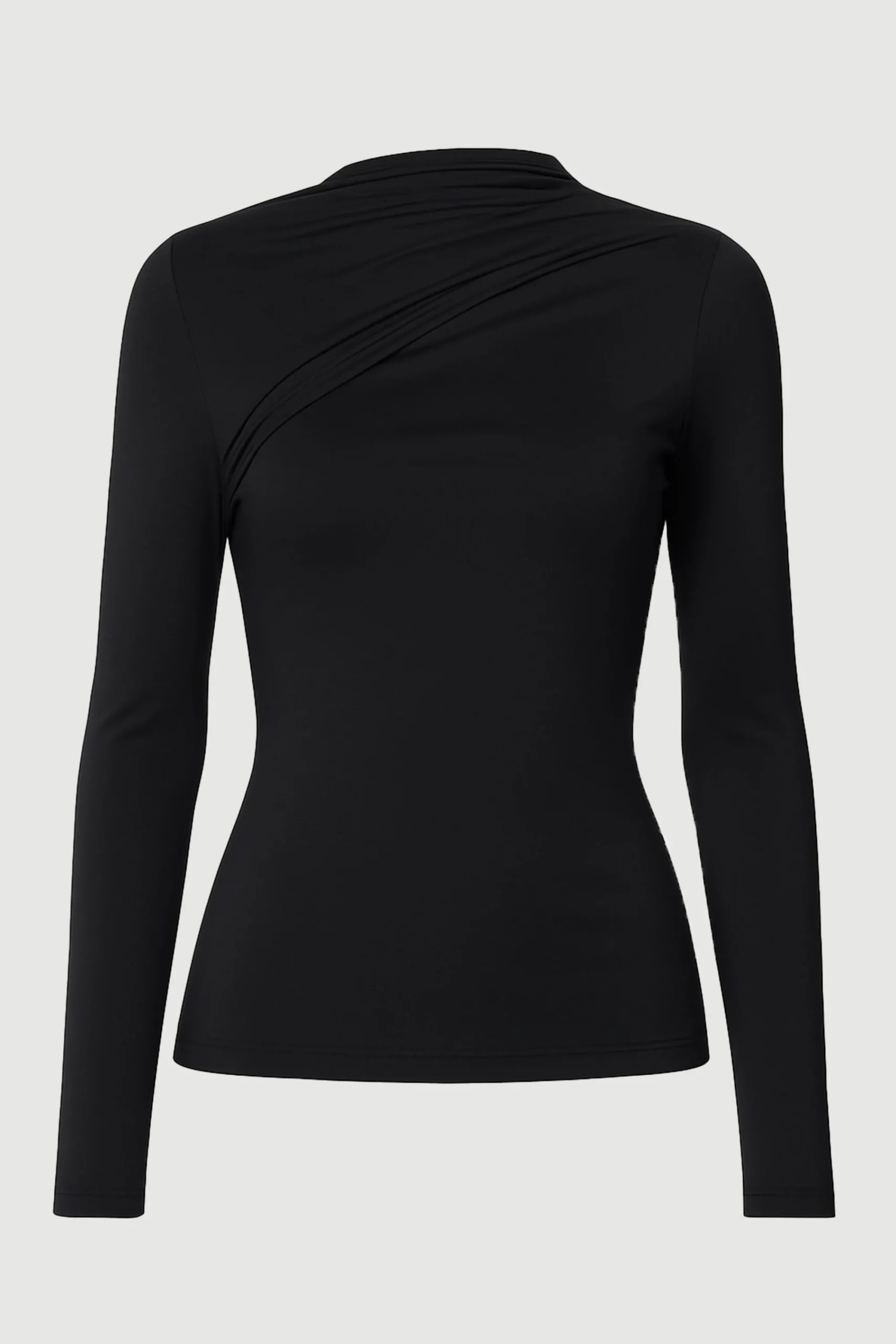 Asia Consultancy Co., Ltd Veronica Asymmetric-Ruched Long-Sleeve Tee< Tees|Tops