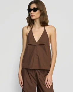 Fashion Apparels Vesna Organic Cotton Halter V-Neck Top< Tops