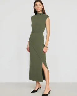 No Less Than Yimei Mock-Neck Side-Slit Dress< Dresses