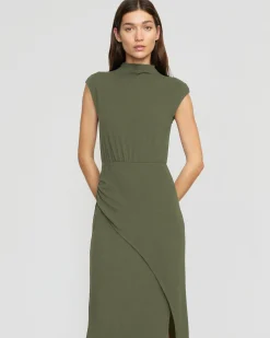 No Less Than Yimei Mock-Neck Side-Slit Dress< Dresses