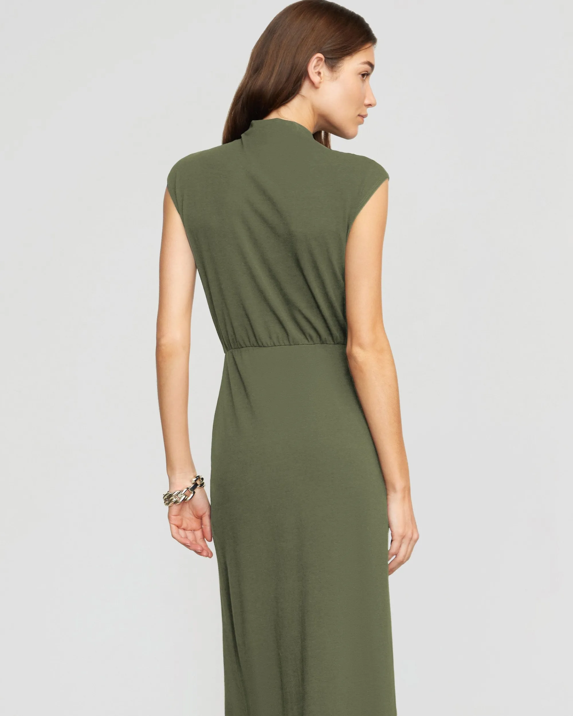 No Less Than Yimei Mock-Neck Side-Slit Dress< Dresses