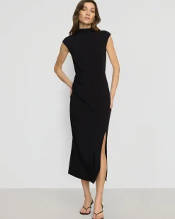 No Less Than Yimei Mock-Neck Side-Slit Dress< Dresses