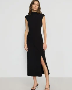 No Less Than Yimei Mock-Neck Side-Slit Dress< Dresses