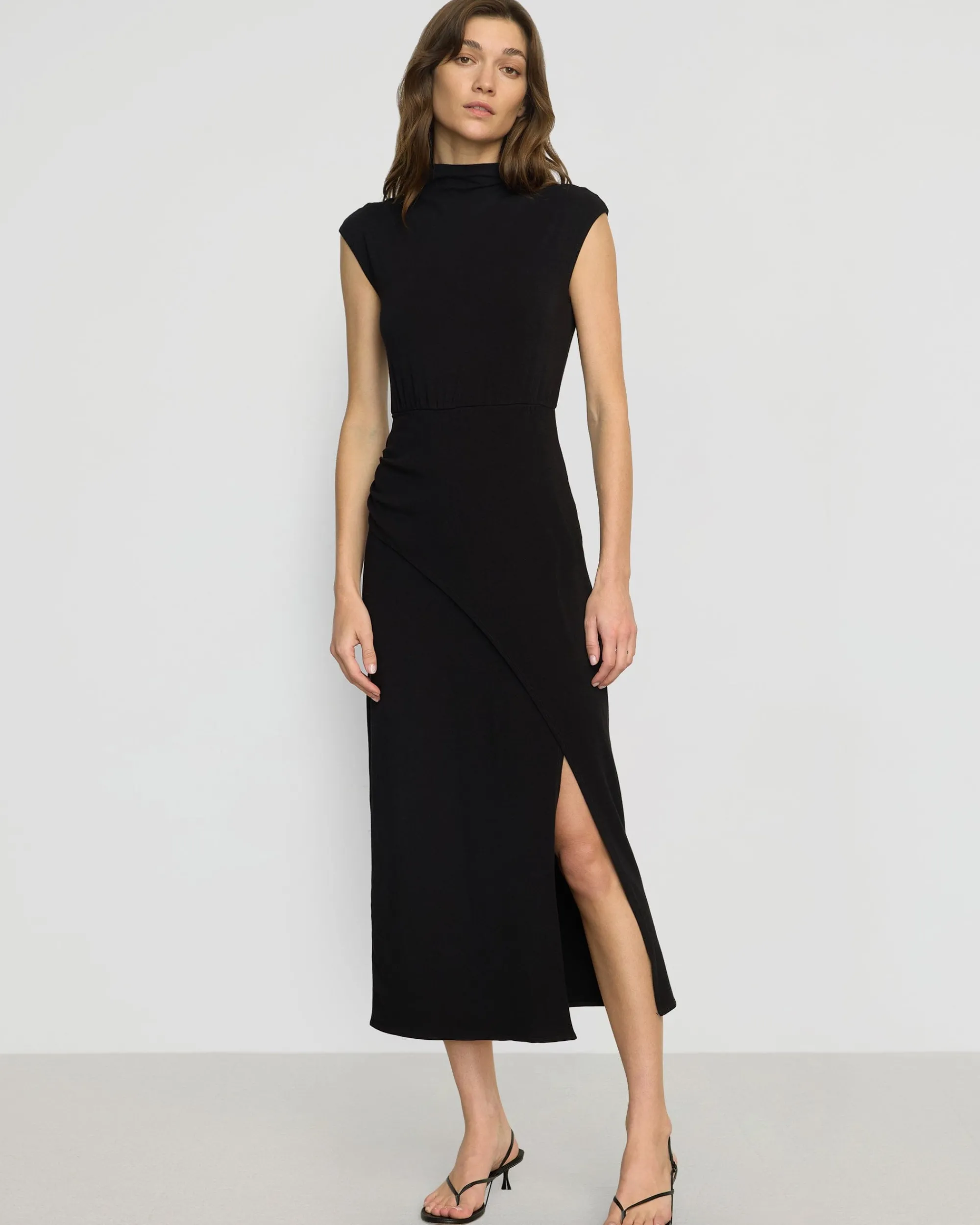 No Less Than Yimei Mock-Neck Side-Slit Dress< Dresses